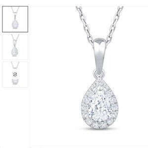 Lab-Grown Diamonds Pear-Shaped Halo Necklace 3/8 ct tw 10K White Gold 18"